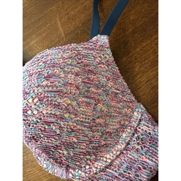 Victoria’s Secret Purple Pink Blue Knit Push-up Bra Size 36C - Picture 3 of 5